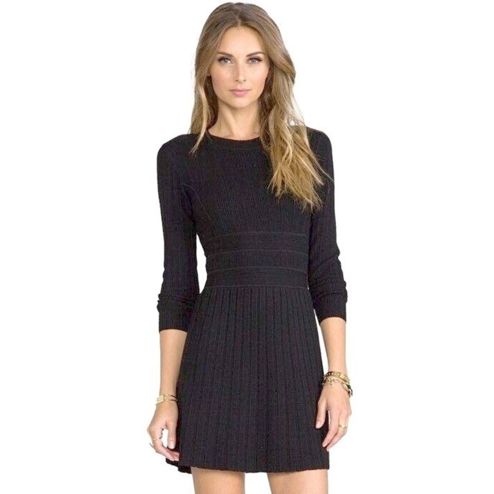 Theory Wool Sweater Dress Stretch Charcoal Gray Fall Career Quiet Luxury Large